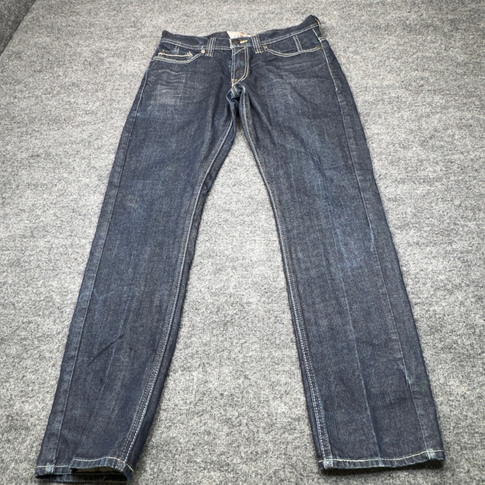 Levis Jeans Mens 34x32 Blue 511 Skinny Dark Wash Thick Stitch Zipper Pockets